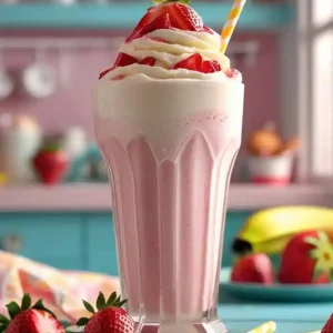 Creamy Strawberry Banana Milkshake- A Summer Treat